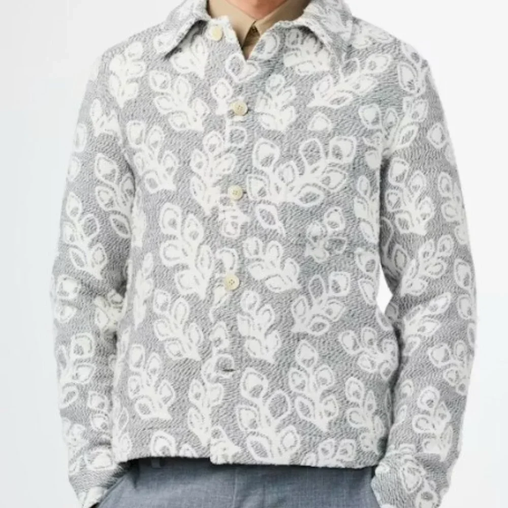 NN07 No Nationality MEN'S Rahim Floral Jacquard Front Jacket Black Melange SMALL - Picture 5 of 5